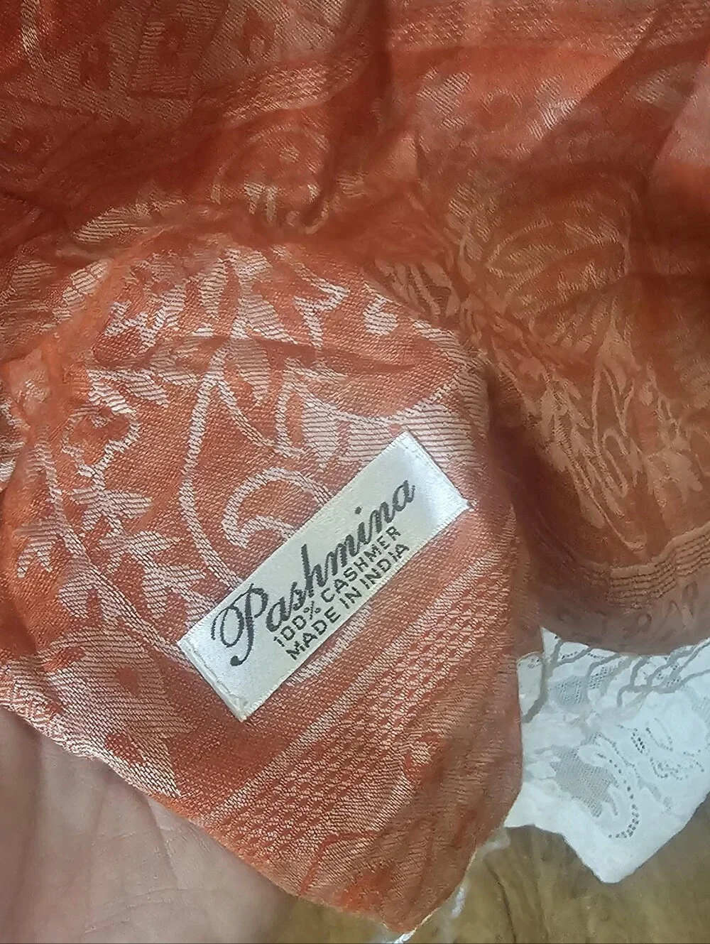 Pashmina Floral Print Scarf in Coral